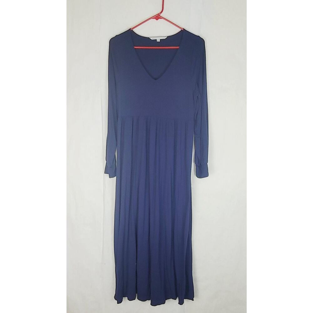 The Nines By Hatch navy blue vneck stretch knit maternity dress Size Med Minimal